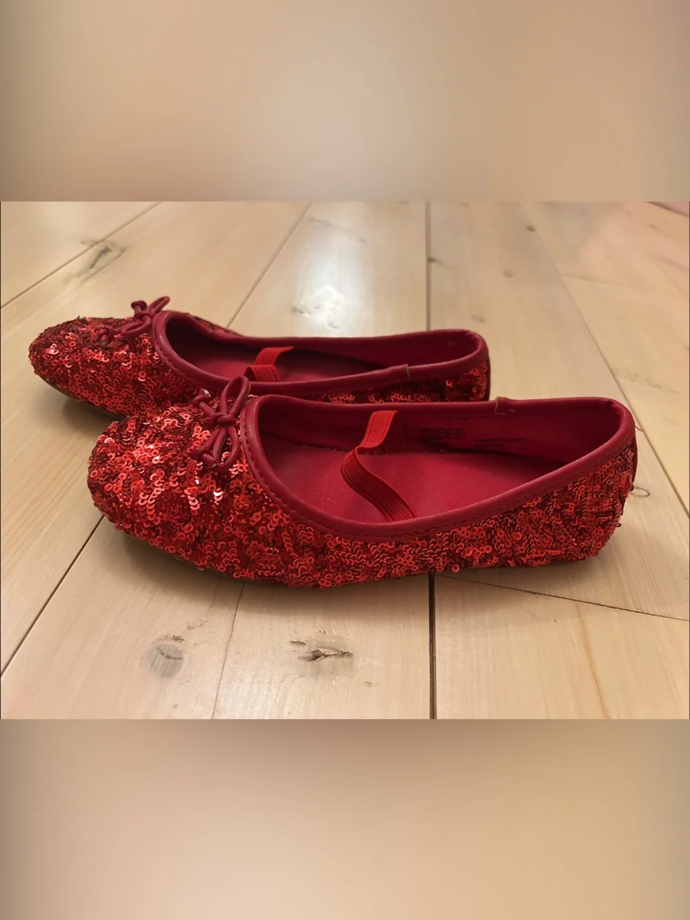 GAP Red Sequin Kids Ballet Flats with Bow and Elastic